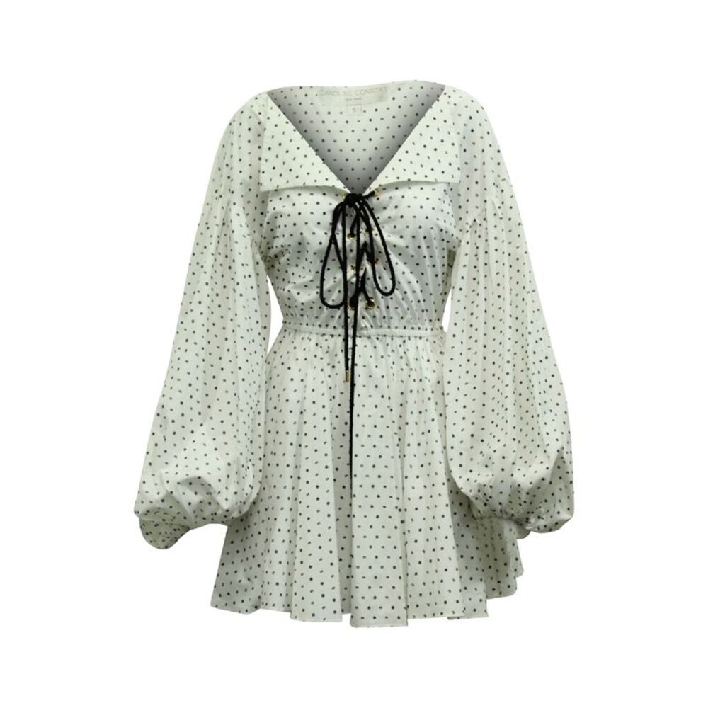 Caroline Constas Olympia Printed Mini Dress in White Cotton